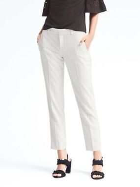 Banana Republic Women's White Tailored Linen-Blend Jeans